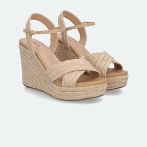MIA Braided Espadrille Wedge Sandals - Beige